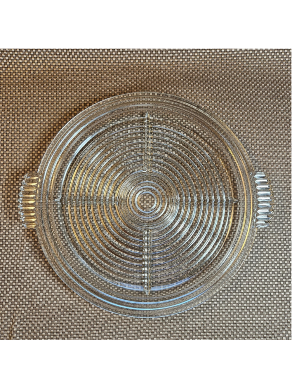 Vintage Anchor Hocking Manhattan Art Deco Divided Glass Platter 40's